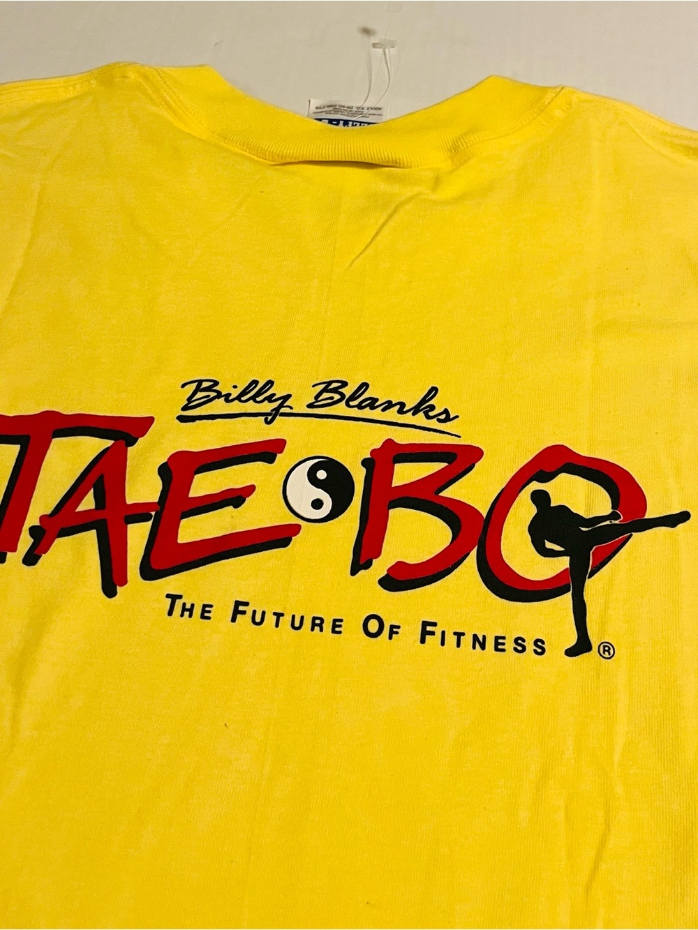 NEW Vintage 90’s Tae Bo Billy Blanks Fitness T-Shirt 2XL Yellow Workout VHS
